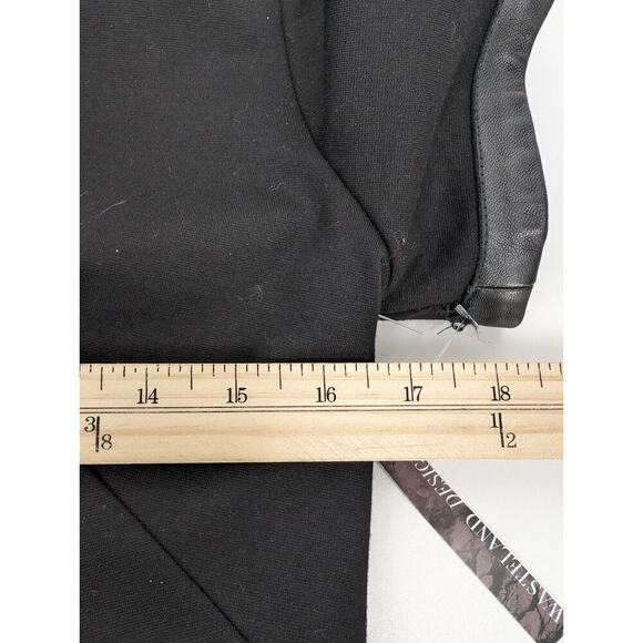 The Kooples Lamb Leather Trim Pleated Black A Line Deep V NWT Mini Dress 38 US 8 - Picture 8 of 10